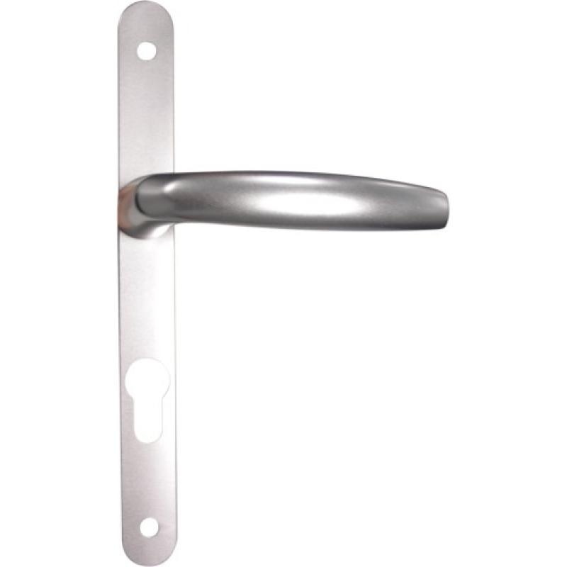 Béquille double sur plaque étroite entraxe 70/195 mm ligne Atlanta clé I finition champagne porte 68/77