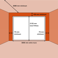 Porte de garage sectionnelle blanche motorisée l.300 x H.212,5 cm x Ep.40 mm, Polygrain 2