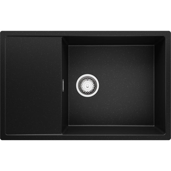 Evier Cuisine en Granit Noir Metallic, 78 x 50 cm, Lavabo 1 bac + Kit de Vidage, Évier à Encastrer de Primagran 5