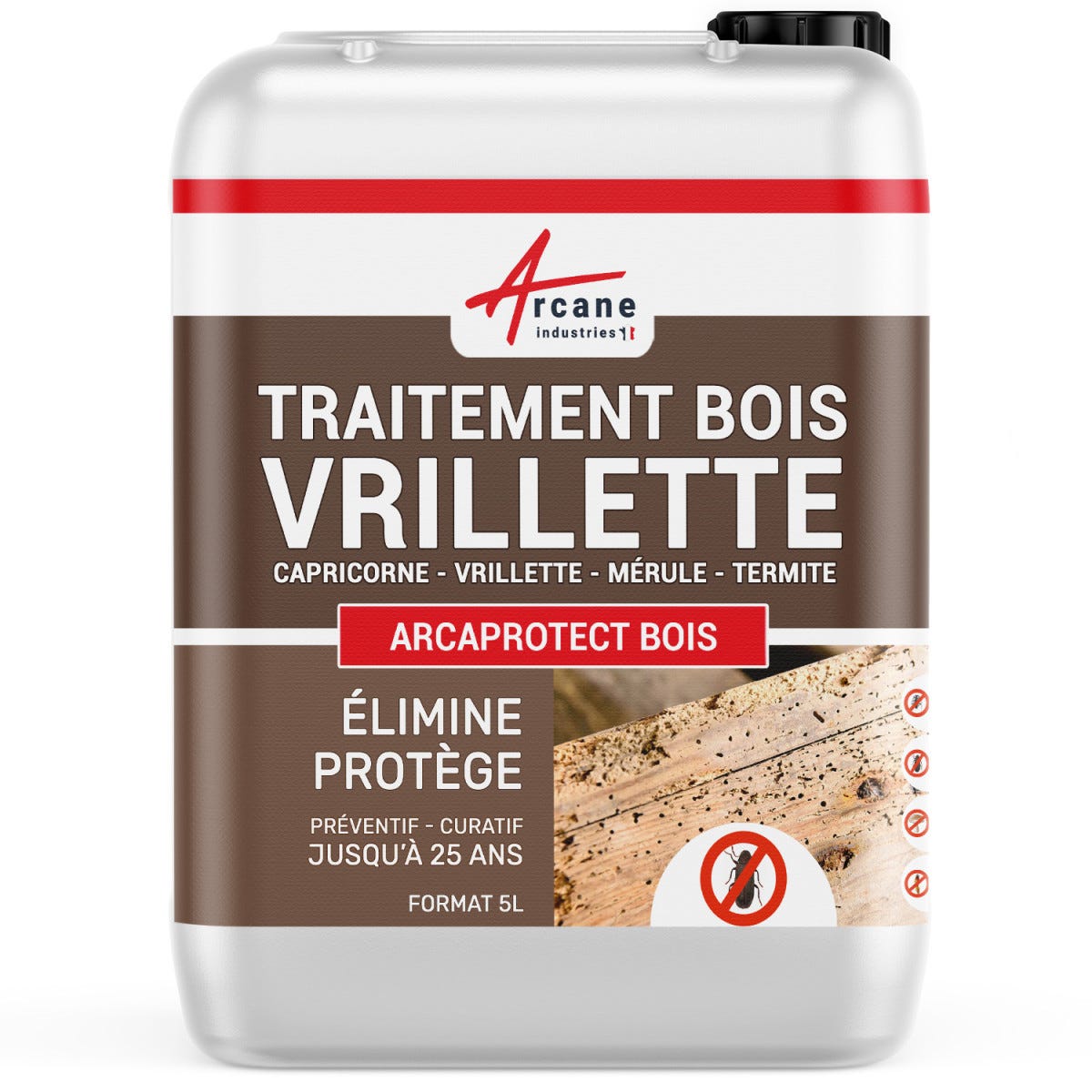Traitement Bois Anti Vrillette Du Bois : Traitement Des Bois, Charpente, Ossature Intérieur Ou Extérieur - 5 L 0