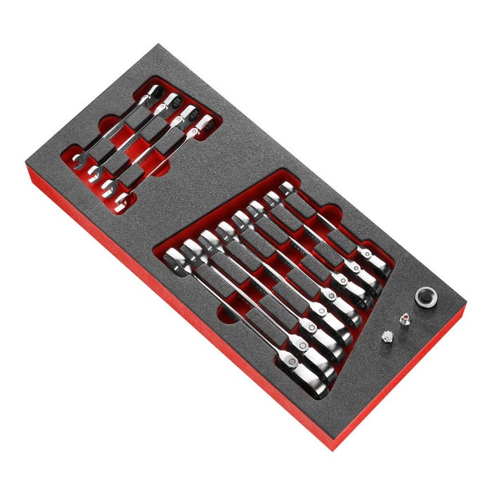 Module mousse 12 clés mixtes à cliquet articulées métriques diamètres 7 à 19mm - FACOM - MODM.467BFJ12PB 0