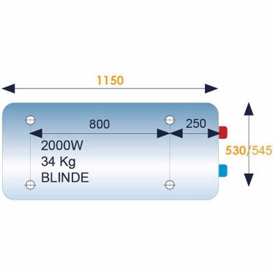 Chauffe-eau électrique BLINDÉ horizontal raccordement côté 100L - THERMOR -  853409
