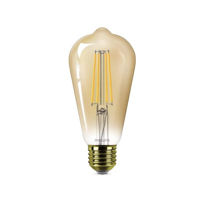 PHILIPS Ampoule LED Edison Vintage Filament E27 - 50W Claire Ambrée - Compatible Variateur - Verre 1