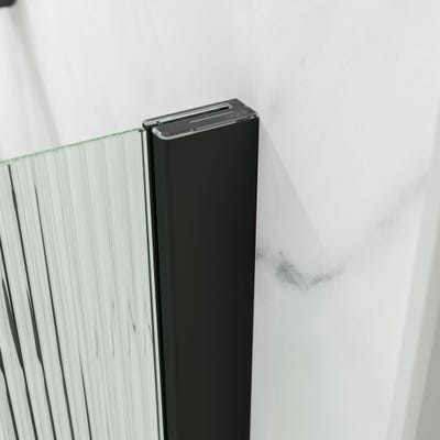Schulte paroi de douche à l'italienne, 102 x 200 cm, verre rainuré 6 mm, profilé noir, Walk In style industriel