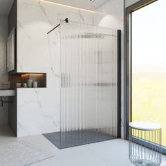 Schulte paroi de douche à l'italienne, 122 x 200 cm, verre rainuré 6 mm, profilé noir, Walk In style industriel 0