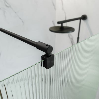 Schulte paroi de douche à l'italienne, 92 x 200 cm, verre rainuré 6 mm, profilé noir, Walk In style industriel