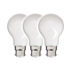 Lot de 3 Ampoules Filament LED A60 Opaque, culot B22, 806 Lumens, équivalence 60W, 2700 Kelvins, Blanc chaud