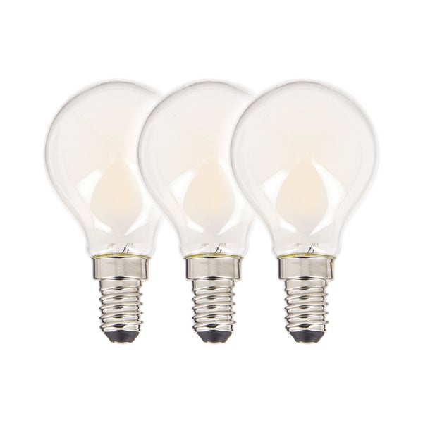 Lot de 3 Ampoules Filament LED P45 Opaque, culot E14, 470 Lumens, équivalence 40W, 2700 Kelvins, Blanc chaud 0