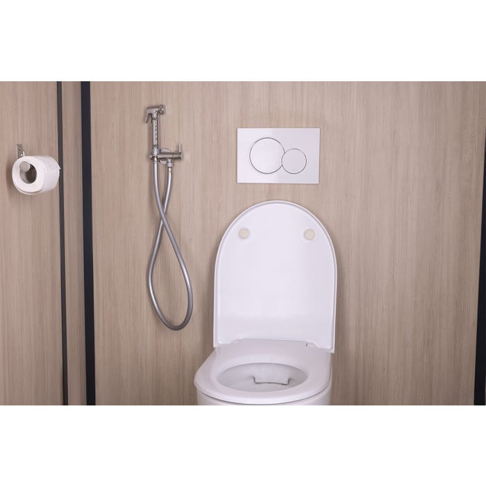 Kit Hygiène WC Confort avec Robinet + Support + Flexible + Douchette - Arrivée Encastrée 1