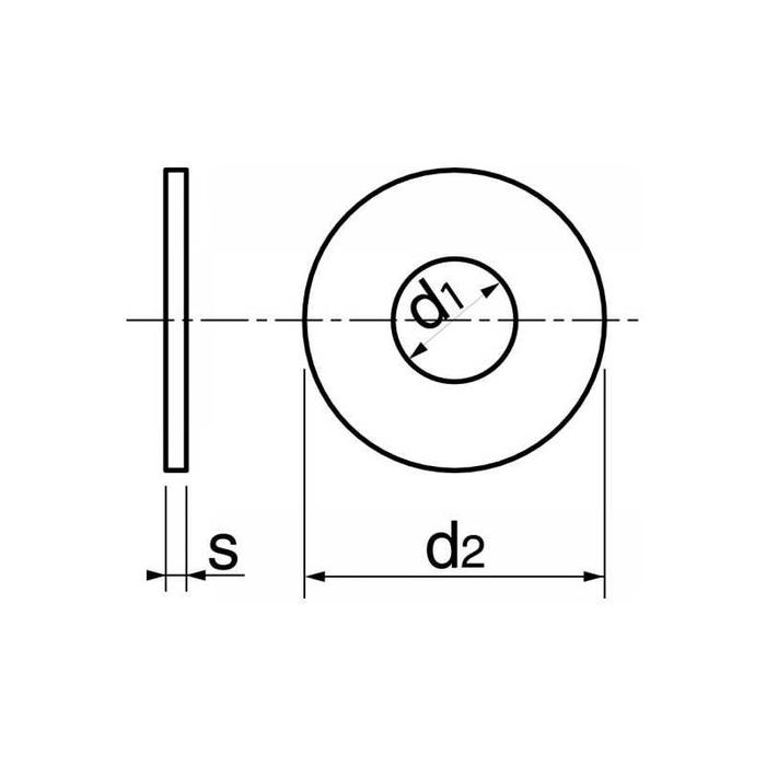 Sachet de rondelles plates Large (L) inox A4 - 10 pcs - 10 mm 1