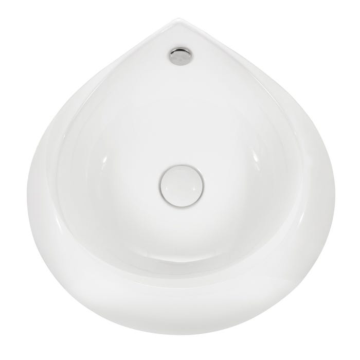 RENO Vasque ronde à poser lavabo en céramique blanche 48 x 48 cm 4