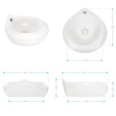 RENO Vasque ronde à poser lavabo en céramique blanche 48 x 48 cm 3