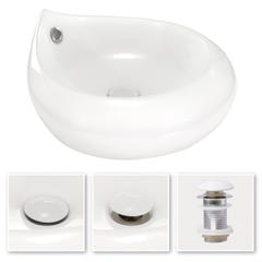 RENO Vasque ronde à poser lavabo en céramique blanche 48 x 48 cm 2