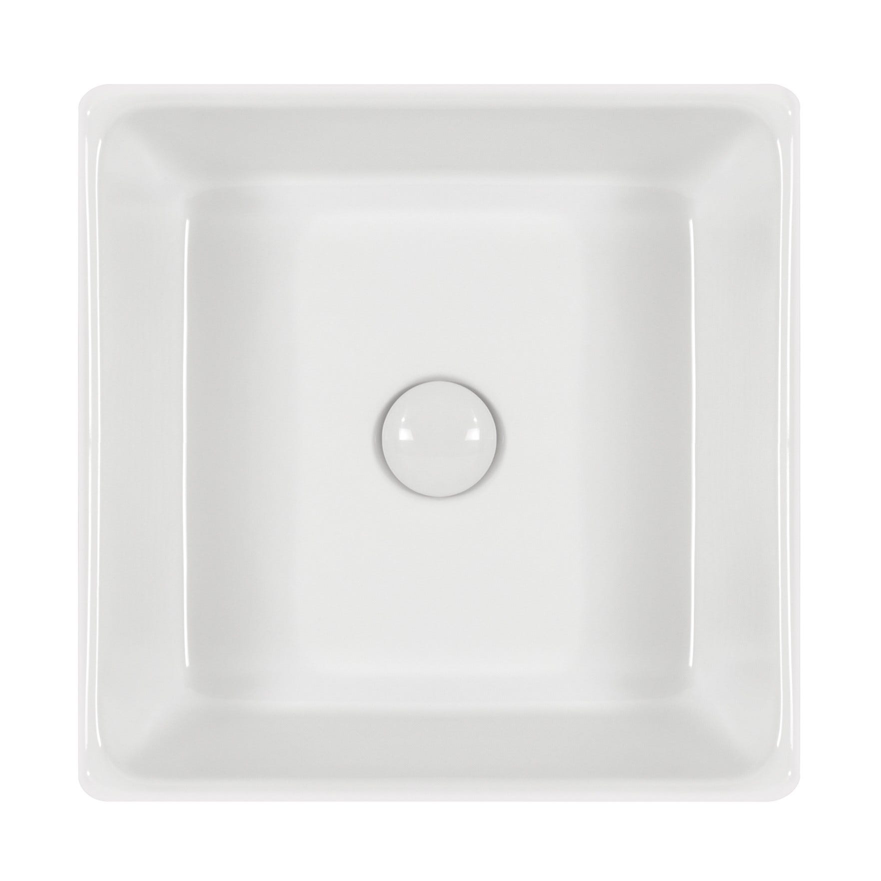 SALINE Vasque carrée à poser lavabo en céramique blanche 38 x 38 cm 4