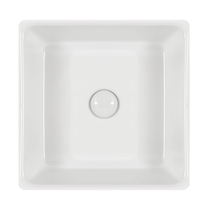 SALINE Vasque carrée à poser lavabo en céramique blanche 38 x 38 cm 4