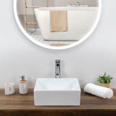SALINE Vasque carrée à poser lavabo en céramique blanche 38 x 38 cm 1