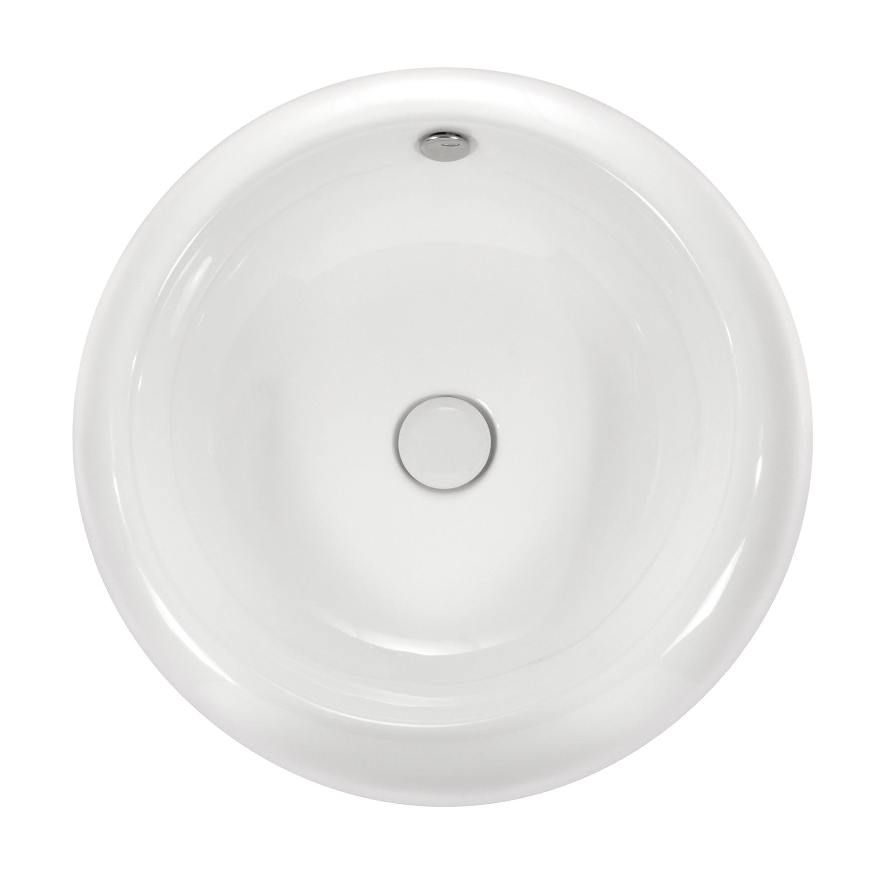 TENA Vasque ronde à poser lavabo en céramique blanche 50 x 50 cm 4
