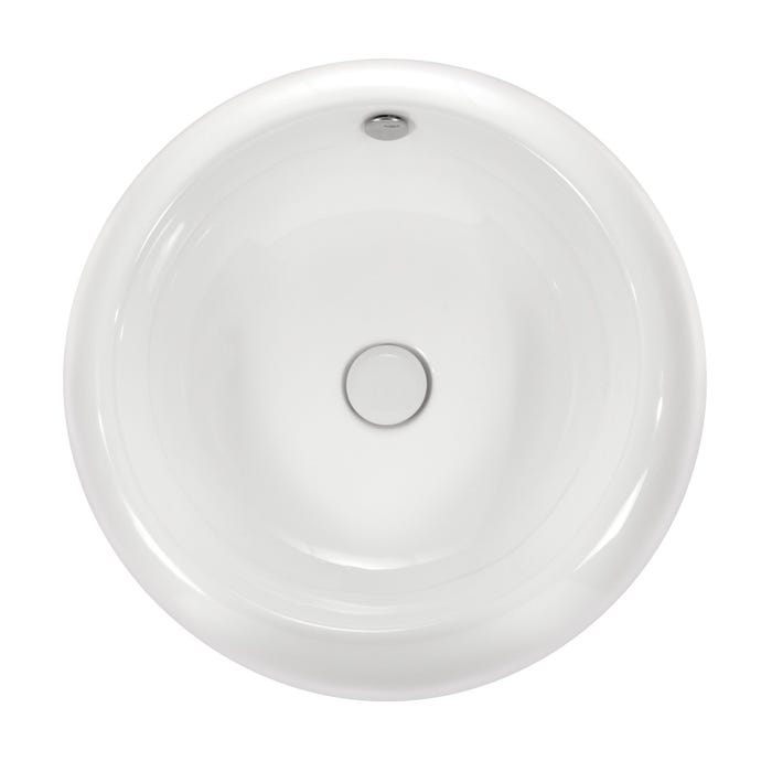 TENA Vasque ronde à poser lavabo en céramique blanche 50 x 50 cm 4