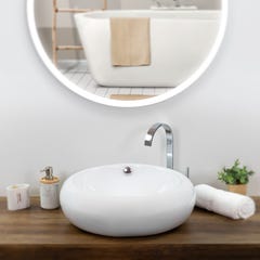 TENA Vasque ronde à poser lavabo en céramique blanche 50 x 50 cm 1