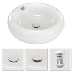 TENA Vasque ronde à poser lavabo en céramique blanche 50 x 50 cm 2
