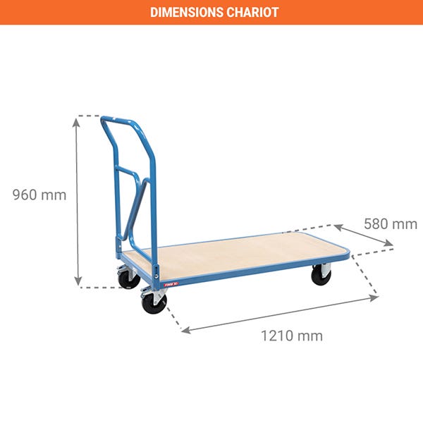 Chariot à dossier repliable - Charge max 250 kg - 800000142 1
