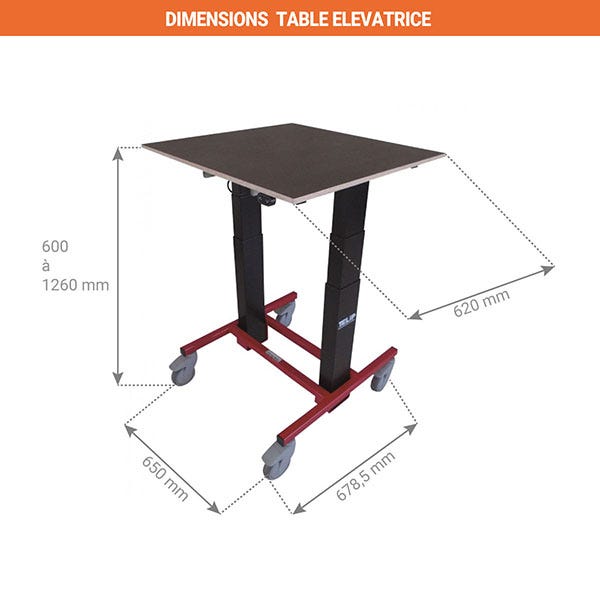 Table mobile et ergonomique - Dimensions plateau de 620 x 650mm - 300759 1