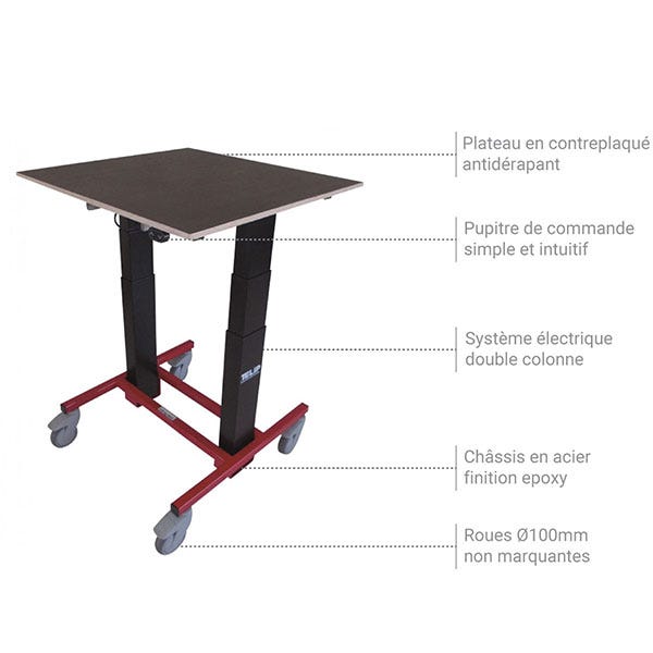 Table mobile et ergonomique - Dimensions plateau de 620 x 650mm - 300759 2