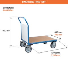 Chariot modulable PVC 1 côté - Plateau : 1000 x 700 mm - Charge max 500kg - 800004081 1