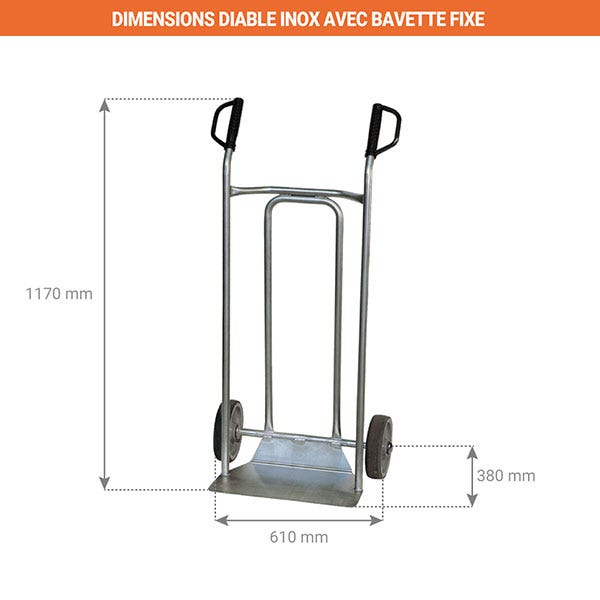 Diable en acier inoxydable - Bavette repliable - Charge max de 250kg - 810007922 1