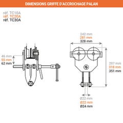 Griffe d'accrochage palan - Capacité de 2000 kg - TC20A 1