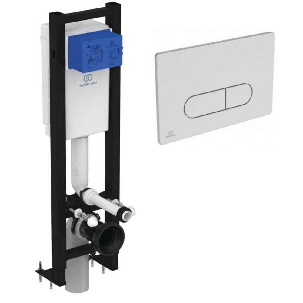 Ideal Standard Bâti-support autoportant gain de place éco certifié NF + plaque carrée