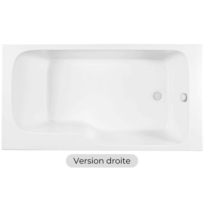 Baignoire bain douche JACOB DELAFON Malice antidérapante + tablier niche + pare bain | 160 x 85 cm version droite 2