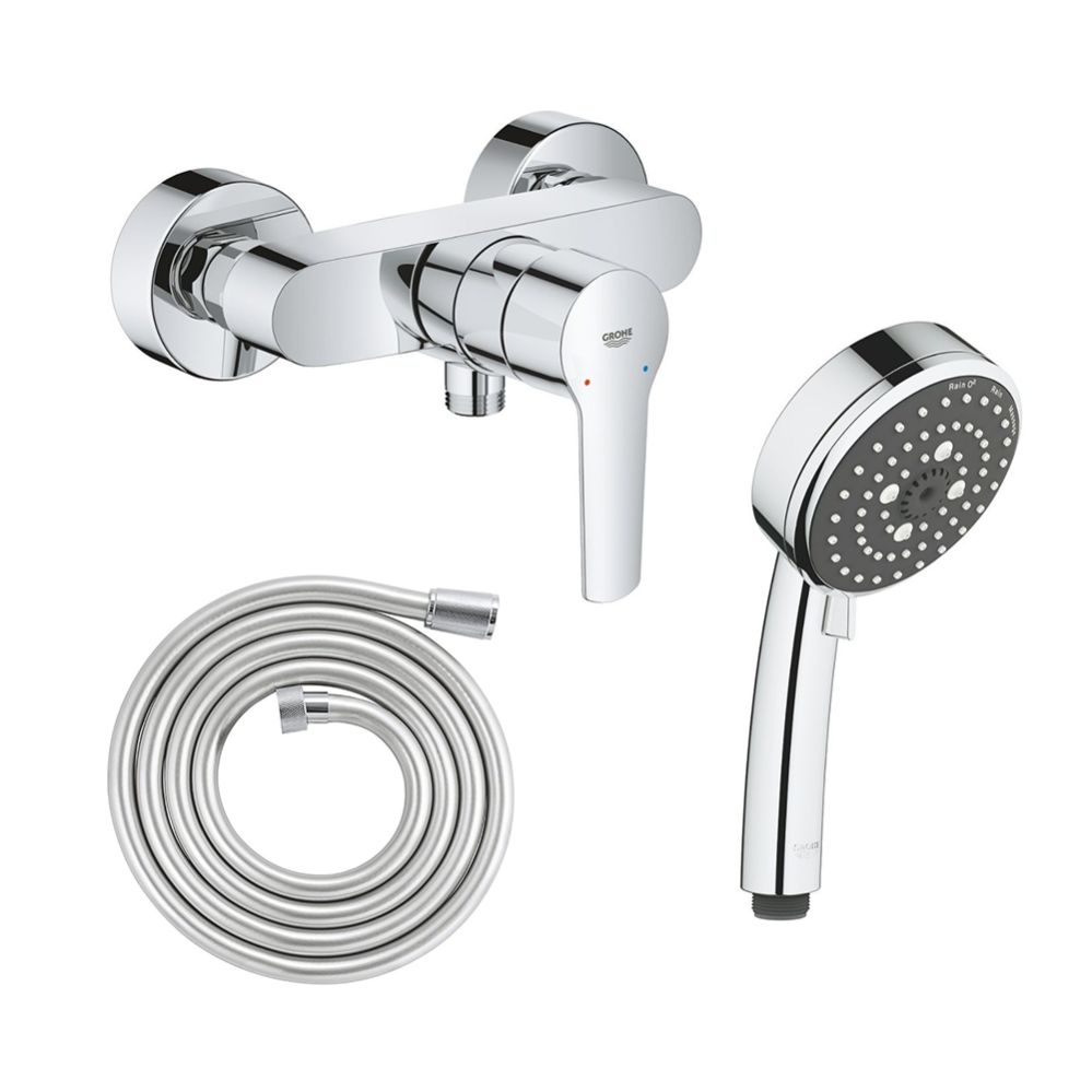 GROHE Mitigeur de douche Start 2021 monocommande avec douchette 3jets Vitalio Comfort 100 et flexible 200cm