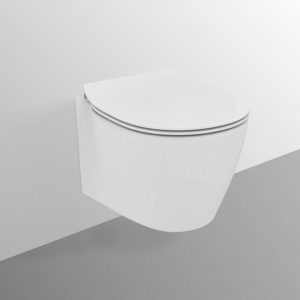 Pack WC suspendu compact Ideal Standard Connect space + abattant + plaque carrée + bati support 7