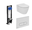 Ideal Standard Pack WC suspendu compact Connect space + abattant + plaque carrée + bâti