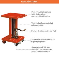 Table hydraulique de mise à niveau - Charge max 225 kg - MD0548 2