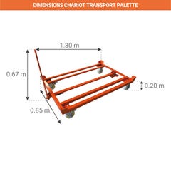 Chariot transport de palette - Avec timon - Charge max 1000kg - TP1208T 1