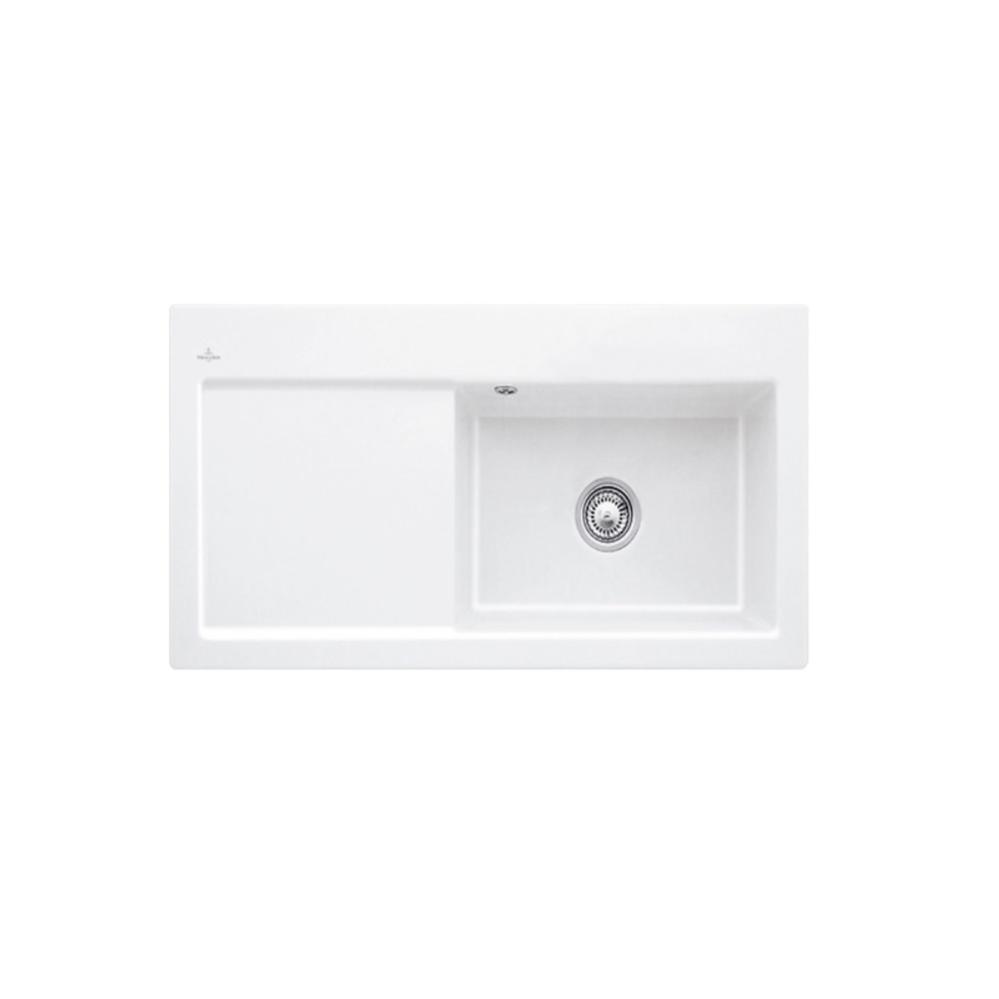VILLEROY ET BOCH Evier cuisine Subway 60 XL Egouttoir à gauche, blanc CeramicPlus, Sans systeme de vidage