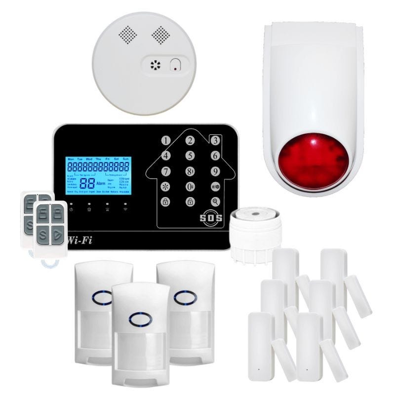 Kit Alarme maison connectée sans fil WIFI Box internet et GSM Futura noire Smart Life - Lifebox - KIT animal 6 0