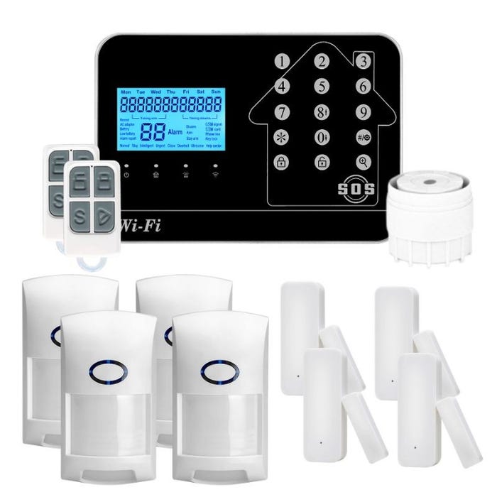 Kit Alarme maison connectée sans fil WIFI Box internet et GSM Futura noire Smart Life - Lifebox - KIT animal 4 0