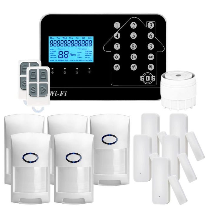Kit Alarme maison connectée sans fil WIFI Box internet et GSM Futura noire Smart Life - Lifebox - KIT animal 5 0