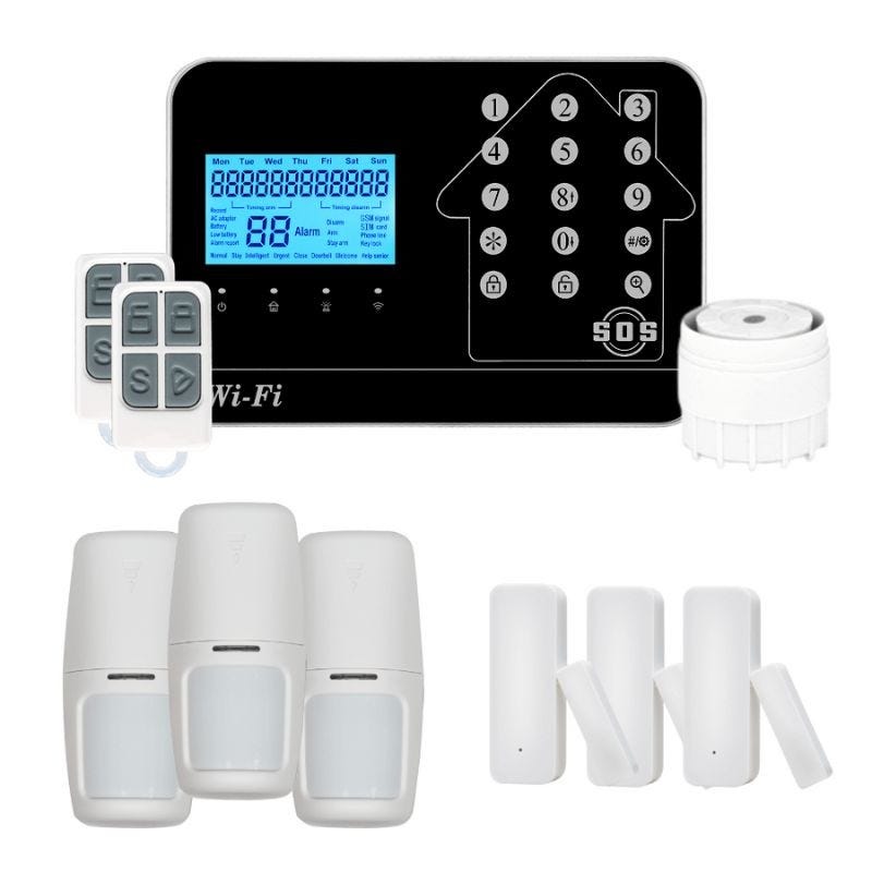 Kit Alarme maison connectée sans fil WIFI Box internet et GSM Futura noire Smart Life - Lifebox - KIT3 0