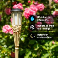 Xanlite - Balise solaire LED IP44 en bambou couleur flamme 74 cm - SOBABAM 3
