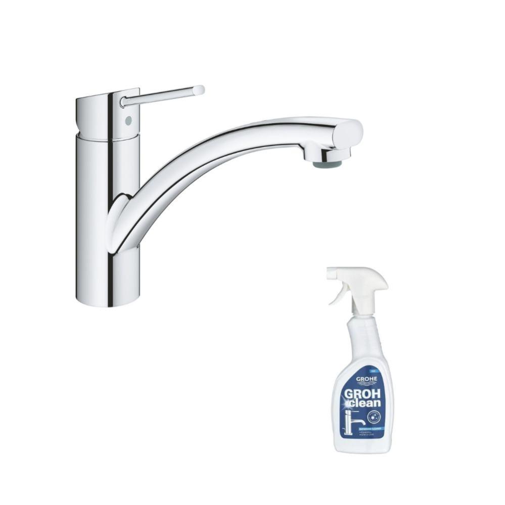 GROHE Mitigeur cuisine Swift bec bas chromé + nettoyant Grohclean