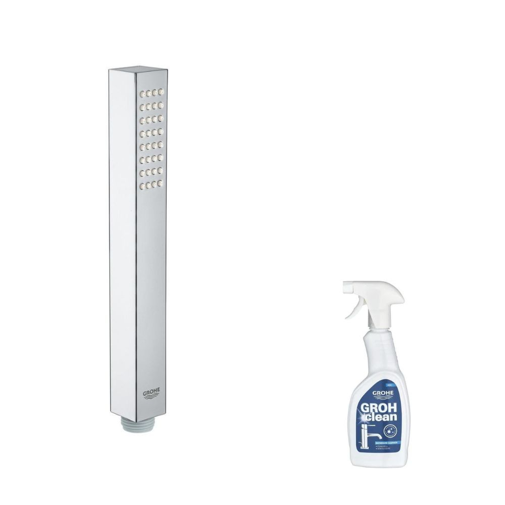 GROHE Douchette 1 jet Vitalio Joy Cube Stick chromé + nettoyant Grohclean