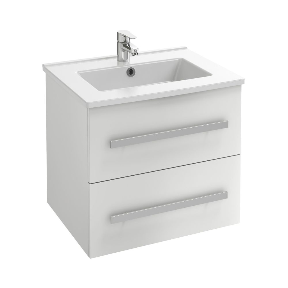 Meuble simple vasque JACOB DELAFON Ola Up pour salle de bain, 2 tiroirs, blanc, 58,5