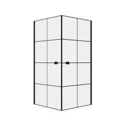 Portes de Douche en Angle 90x90x190 cm - Motifs carrés - Profilés Noir Mat - BLACK CUBE 2