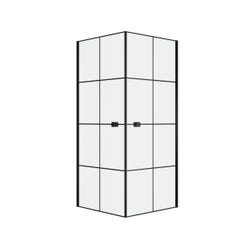 Portes de Douche en Angle 80x80x190 cm - Motifs carrés - Profilés Noir Mat - BLACK CUBE 2