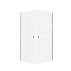 Portes de Douche en Angle 90x90x190 cm - Motifs carrés - Profilés Blanc - WHITE CUBE 2