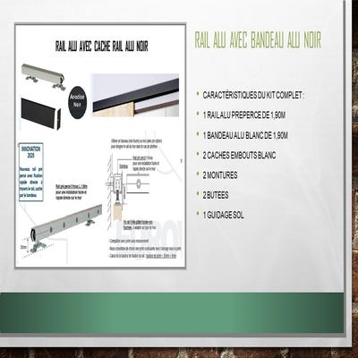 Kit porte coulissante DÉCOR BLANC - rail 2 amortisseurs + cache rail blanc  - 204 x 93 cm ❘ Bricoman